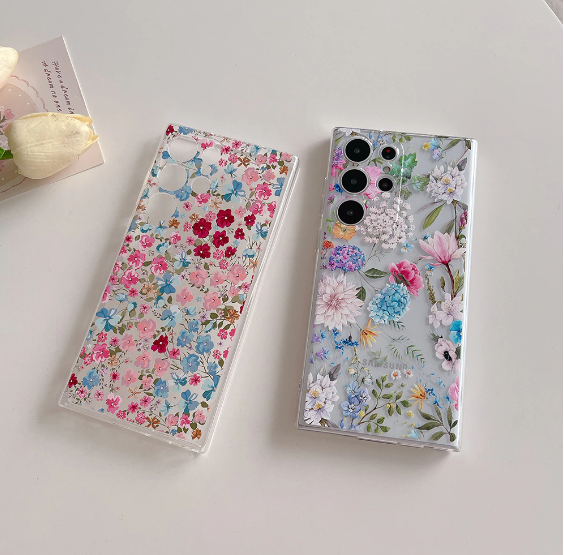 Flowers Colorful Transparent Case For Samsung Galaxy S23 S22 S21 Ultra