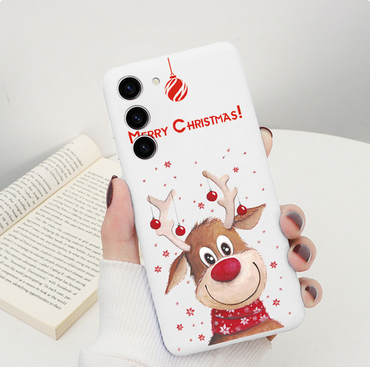 Cartoon Deer Merry Christmas Case For Samsung Galaxy S23 S22 S21 Ultra