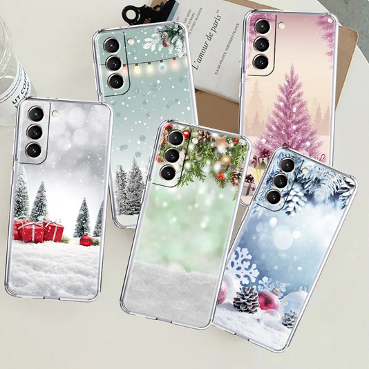 Christmas Tree Snowing Clear Case For Samsung Galaxy S23 S22 S21 Ultra