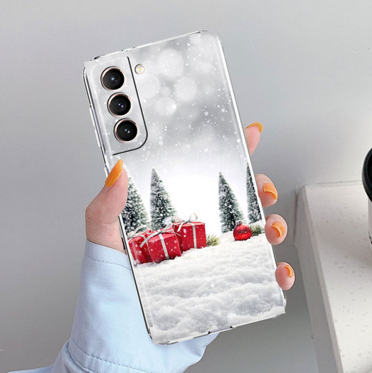 Christmas Tree Snowing Clear Case For Samsung Galaxy S23 S22 S21 Ultra