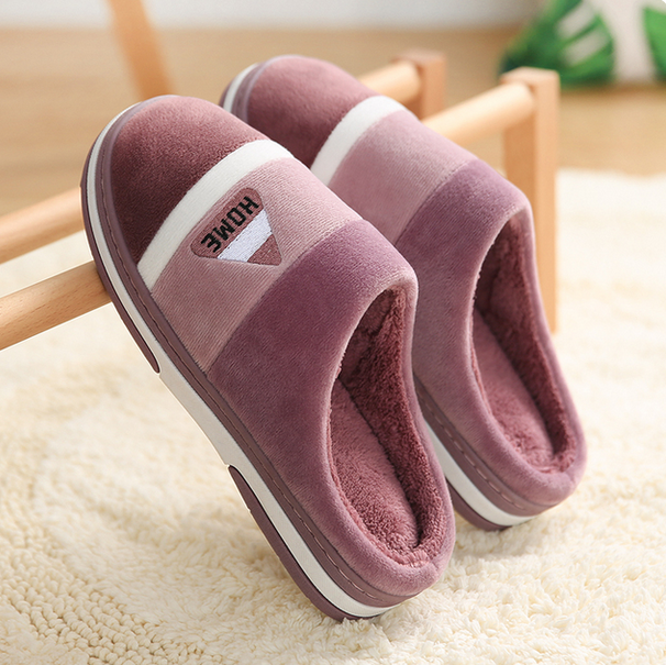 Fashion Pink Winter Indoor Home Non Slip Slippers Warm Plush Shoes