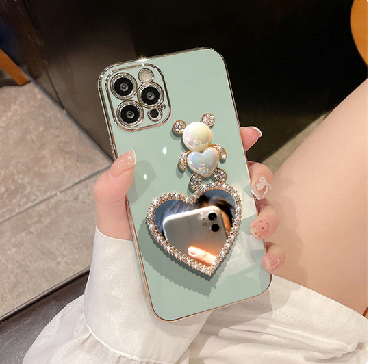 Bear Love Mirror Electroplated Case For Samsung Galaxy S23 S22 Plus