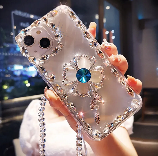Bling Diamond Flower Clear Case For Samsung Galaxy S23 S22 S21 Plus