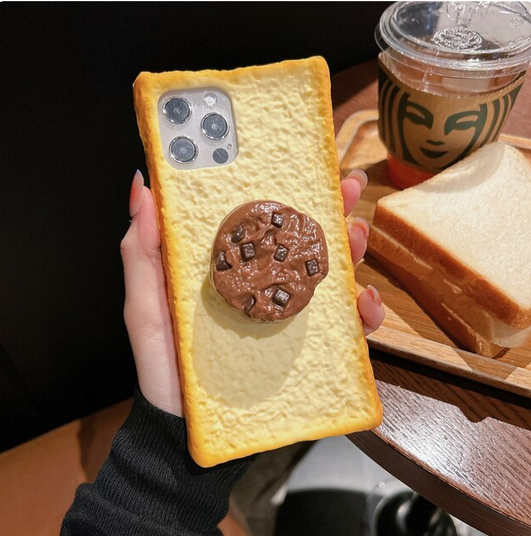 3D Toast Bread Holder Stand Case For Apple iPhone 15 14 13 12 Pro Max