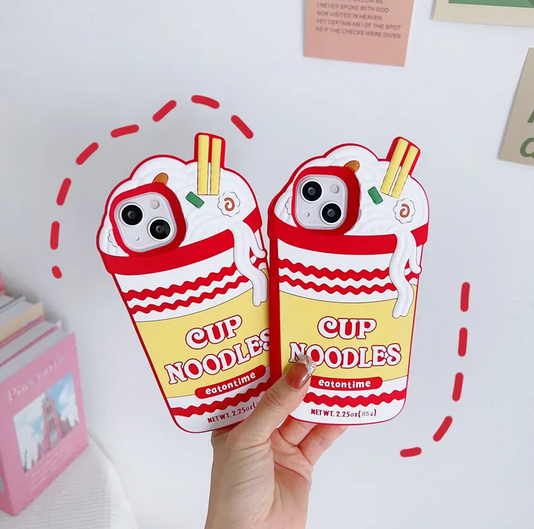 3D Noodles Cup Funny Silicone Case For Apple iPhone 15 14 13 12 11 Pro