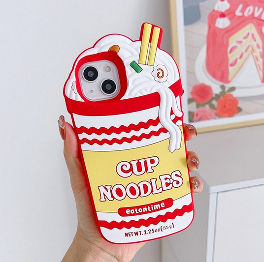 3D Noodles Cup Funny Silicone Case For Apple iPhone 15 14 13 12 11 Pro