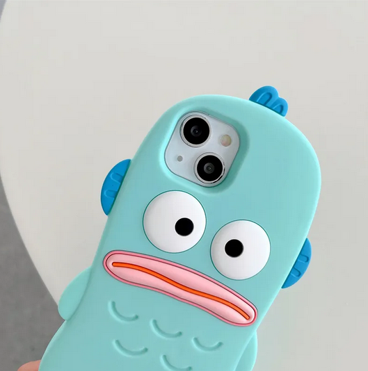 3D Blue Funny Fish Silicone Case For Apple iPhone 15 14 13 12 11 Pro