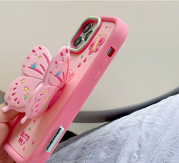 3D Pink Butterfly Stand Cover Case For Apple iPhone 15 14 13 12 11 Pro