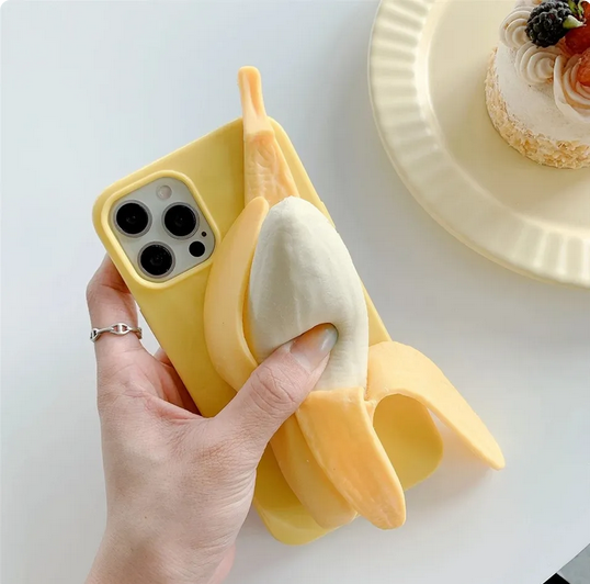 Funny 3D Peeled Plush Banana Case For Apple iPhone 15 14 13 12 11 Pro