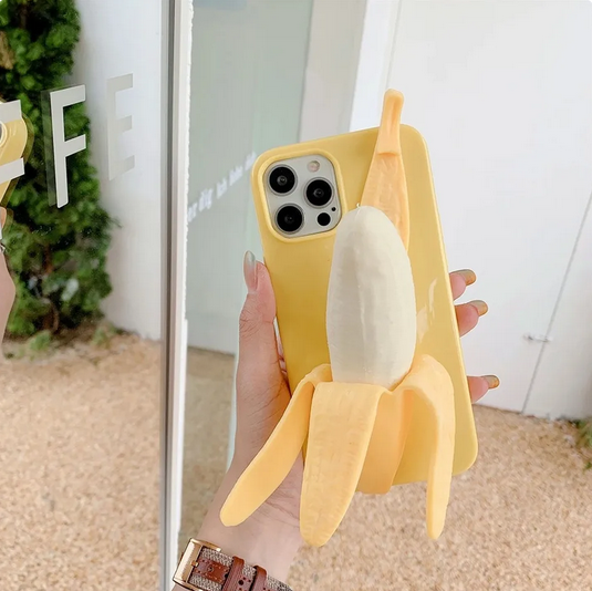Funny 3D Peeled Plush Banana Case For Apple iPhone 15 14 13 12 11 Pro