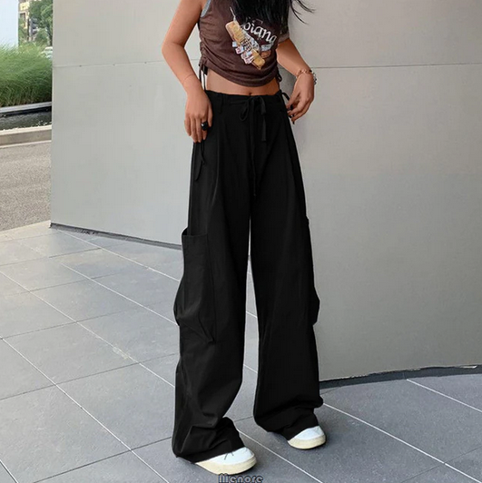 Fashion Y2K Clothing Low Waist Pants Trousers Women Cargo Pants Outfit