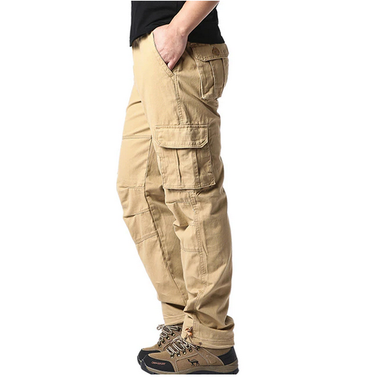 Large Pocket Elastic Waist Pants Trousers Cargo Pants Men Outfit