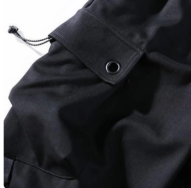 Black Trendy Streetwear Men's Cargo Pants Hip Hop Casual Trousers