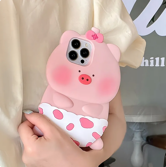 3D Cartoon Pink Pig Cute Case for Apple iPhone 15 14 13 12 11 Pro Max