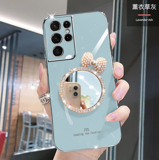 Butterfly Round Mirror Glitter Case for Apple iPhone 15 14 13 12 Pro