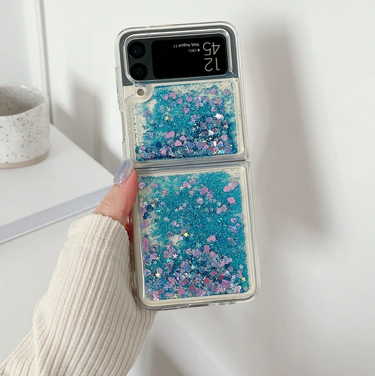 Heart Glitter Liquid Sequins Cover Case for Samsung Galaxy Z Flip 4 5