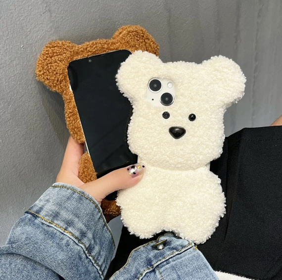 3D Big Ear Plush Teddy Dog Cover Case For Apple iPhone 15 14 13 ProMax