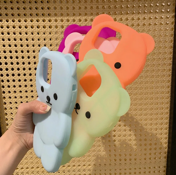 Lovely 3D Bear Silicone Cover Case For Apple iPhone 15 14 13 Pro Max