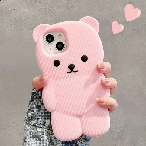 Lovely 3D Bear Silicone Cover Case For Apple iPhone 15 14 13 Pro Max