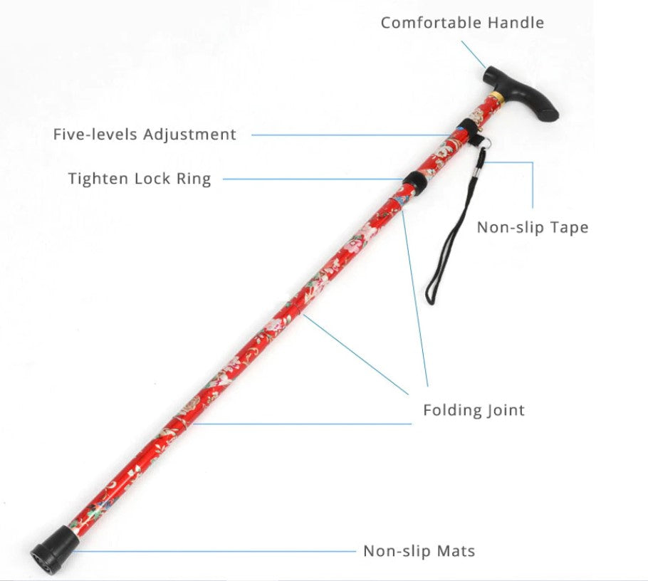 Fold Telescopic Walking Stick Hiking Trekking Pole Outdoor for elder