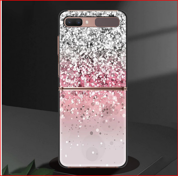 Gold Pink Rose Glitter Hearts Cover Case For Samsung Galaxy Z Flip 3 4