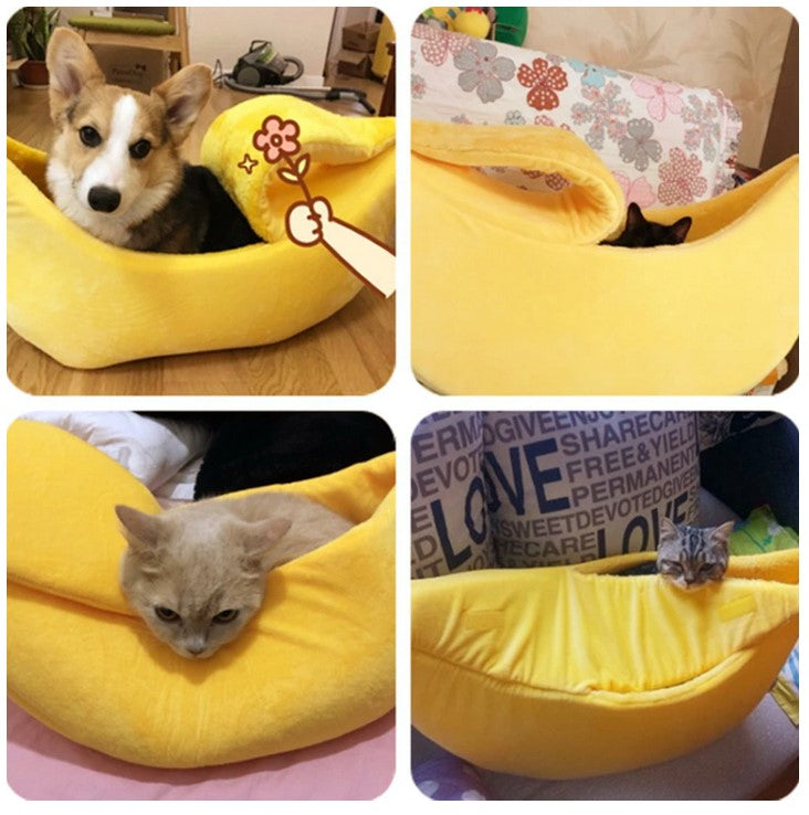 Funny Warm Banana Bed House Mat Pad For Dogs Cats Pets Multicolor
