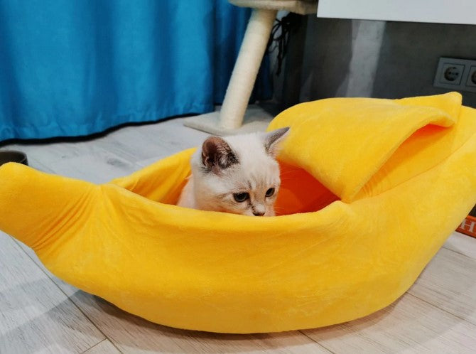 Funny Warm Banana Bed House Mat Pad For Dogs Cats Pets Multicolor
