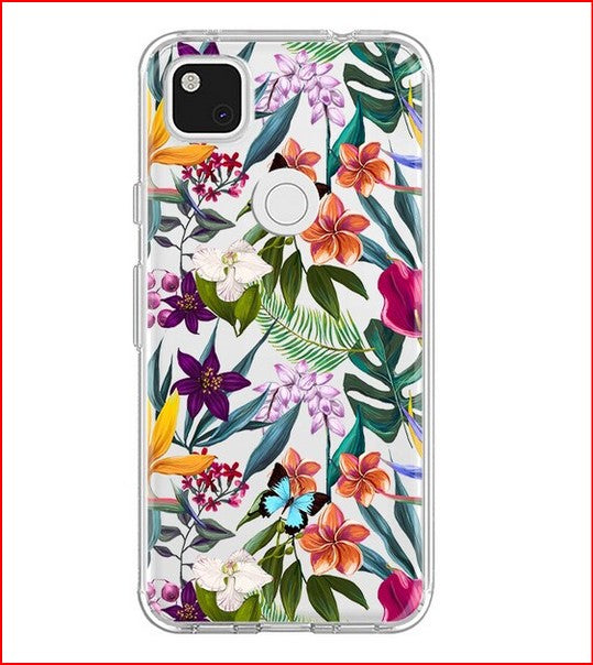 Floral Flower Transparent Cute Cover Case for Google Pixel 4A 5A 6 Pro