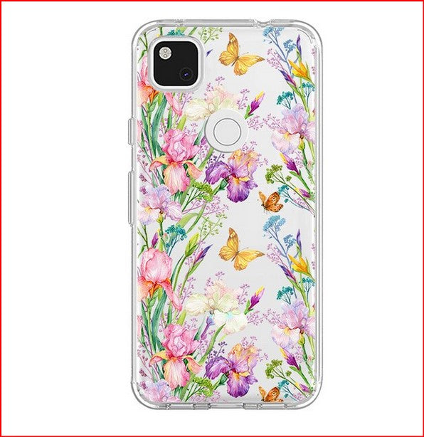 Floral Flower Transparent Cute Cover Case for Google Pixel 4A 5A 6 Pro