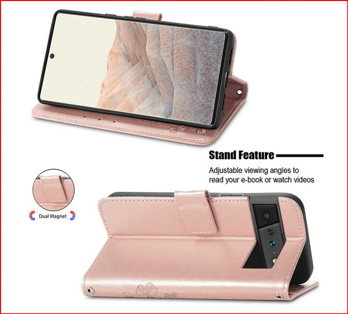 Flower Flip Wallet Stand Cover Case for Google Pixel 6 Pro Pixel 7 Pro