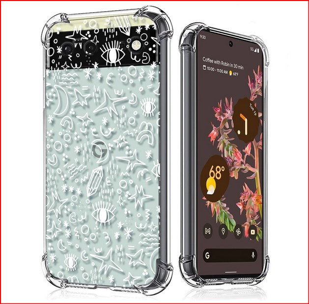 White Star Moon Space Transparent Cover Case for Google Pixel 6 6 Pro