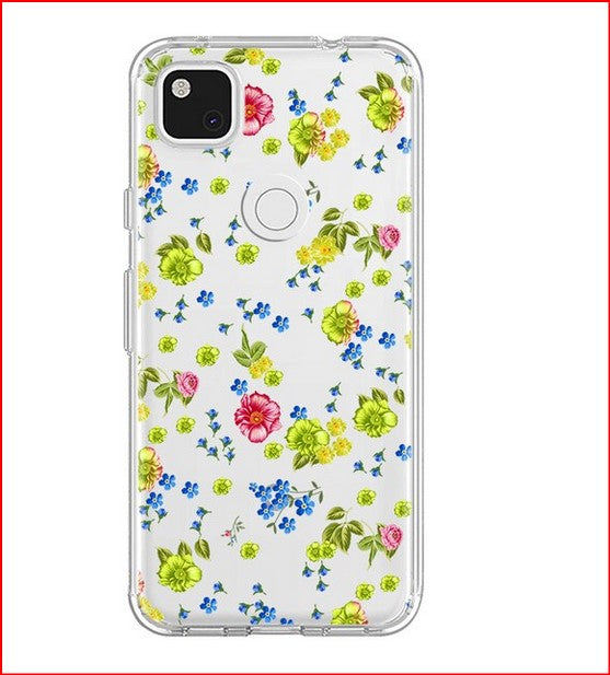 Floral Flower Transparent Cute Cover Case for Google Pixel 4 5 6 Pro