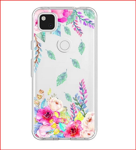 Floral Flower Transparent Cute Cover Case for Google Pixel 4 5 6 Pro