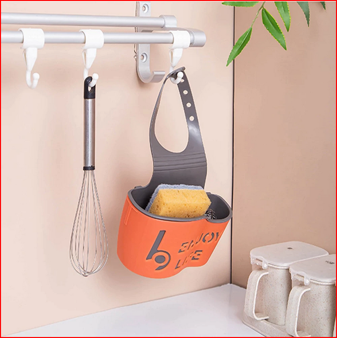 Sink Shelf Soap Sponge Drain Rack Hanging Bag Kitchen Storage Basket
