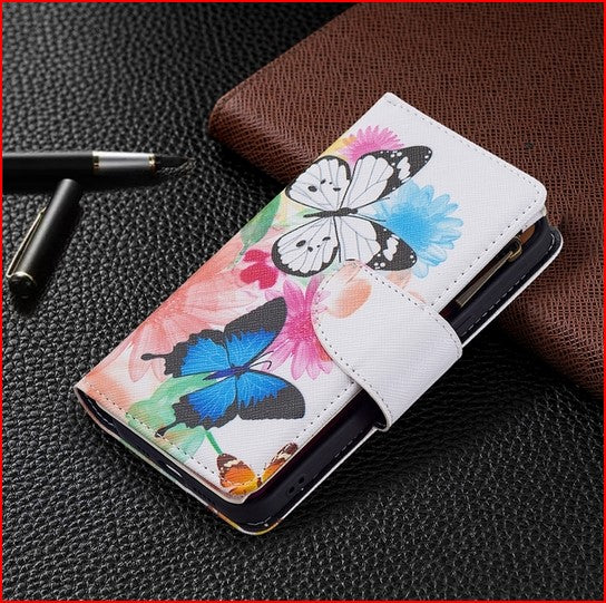 Flower Butterfly Zipper Cover Case for Apple iPhone 14 13 12 11 ProMax