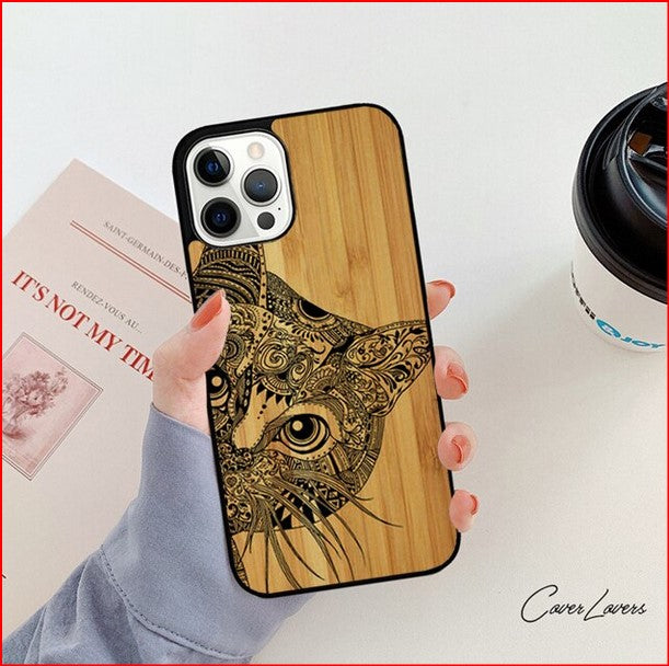Wooden Animal Silicone Case for Apple iPhone 14 Plus 13 Pro Max Mini