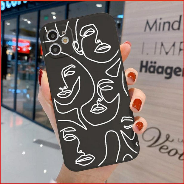 Kiss Line Drawing Cover Case for Samsung Galaxy S23 S22 S21 Plus Ultra