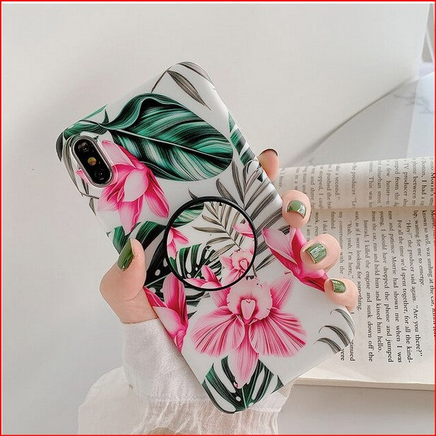 Retro Flower Leaf Holder Cover Case For Apple iPhone 15 14 13 Pro Max
