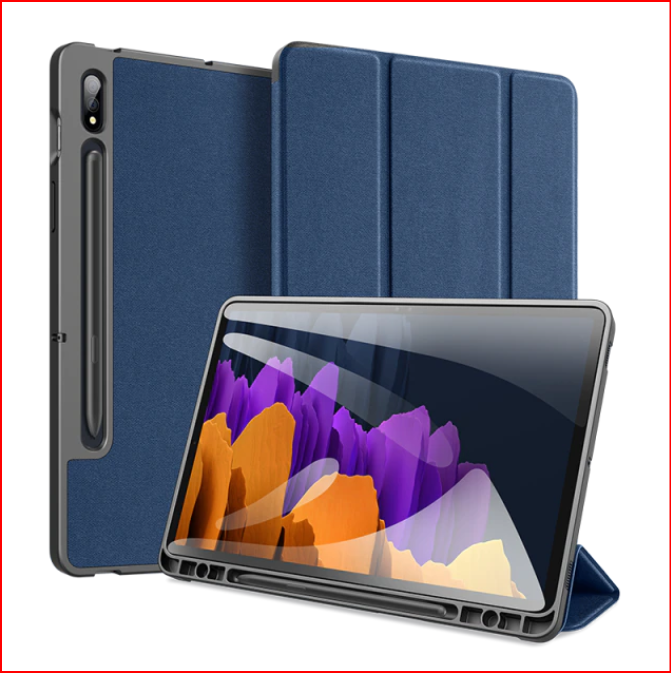 Pen Holder Flip Leather Cover Case for Samsung Galaxy Tab S8 S7 Plus