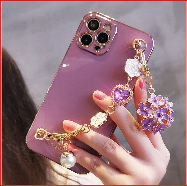 Glitter Flower Bracelet Case For Apple iPhone 14 13 12 11 Pro Max Mini