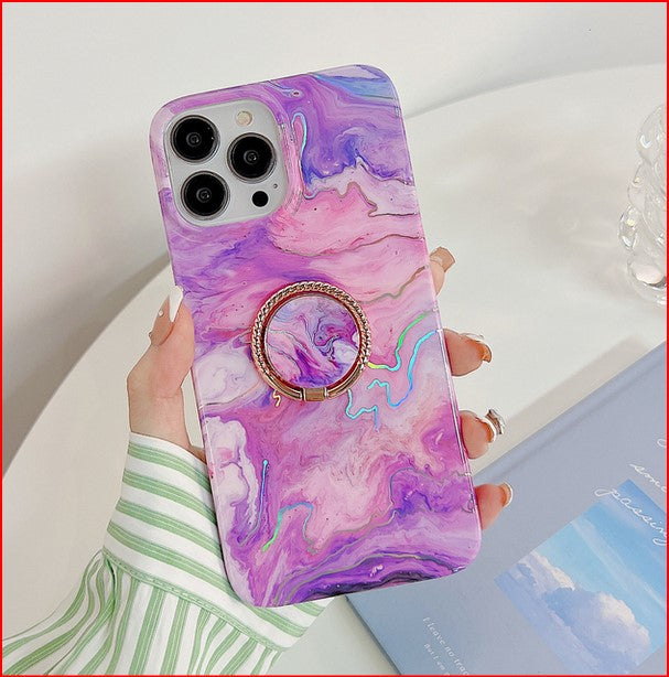 Laser Plating Marble Holder Case For Apple iPhone 14 13 12 11 Pro Max