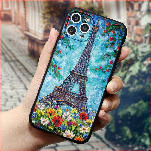 Eiffel Tower Vintage Flower Cover Case Apple iPhone 14 13 12 Pro Max