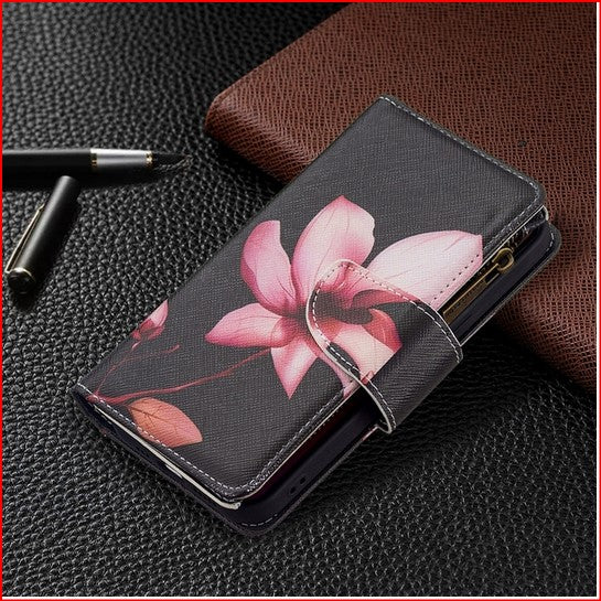 Flower Butterfly Zipper Cover Case for Apple iPhone 14 13 12 11 ProMax