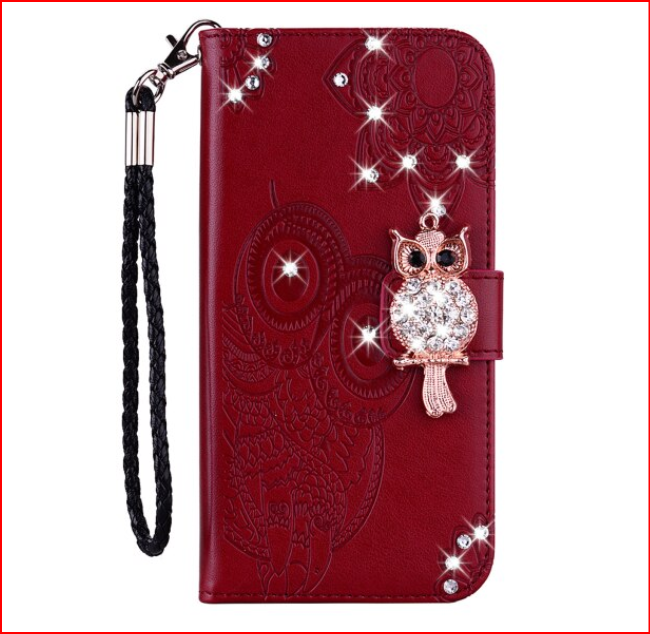 Glitter Owl Wallet Flip Case for Samsung Galaxy S23 S22 S21 Plus Ultra