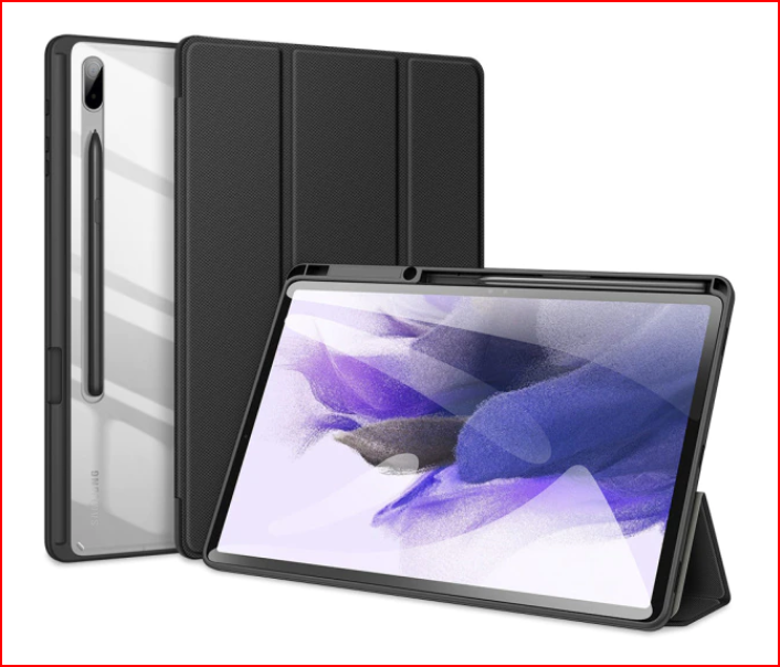 Pen Holder Flip Black Cover Case for Samsung Galaxy Tab S8 S7 Plus Fe