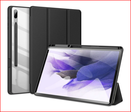 Pen Holder Flip Black Cover Case for Samsung Galaxy Tab S8 S7 Plus Fe