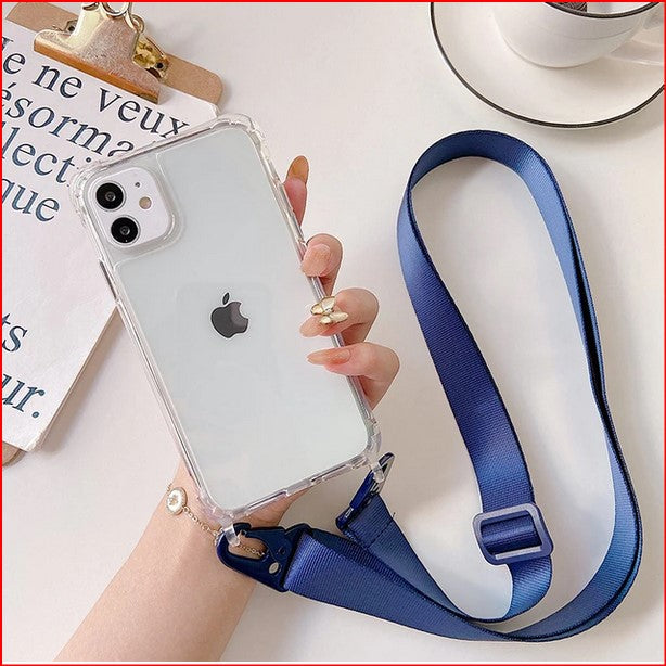 Color Lanyard Necklace Clear Cover Case AppleiPhone 14 13 12 11 ProMax