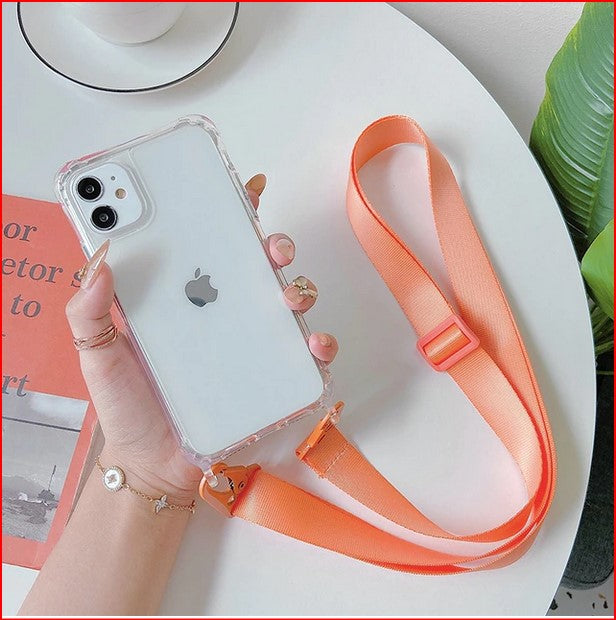 Color Lanyard Necklace Clear Cover Case AppleiPhone 14 13 12 11 ProMax