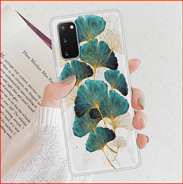 Gold Foil Leaves Print Pattern Case Samsung Galaxy S22 S23 Plus Ultra