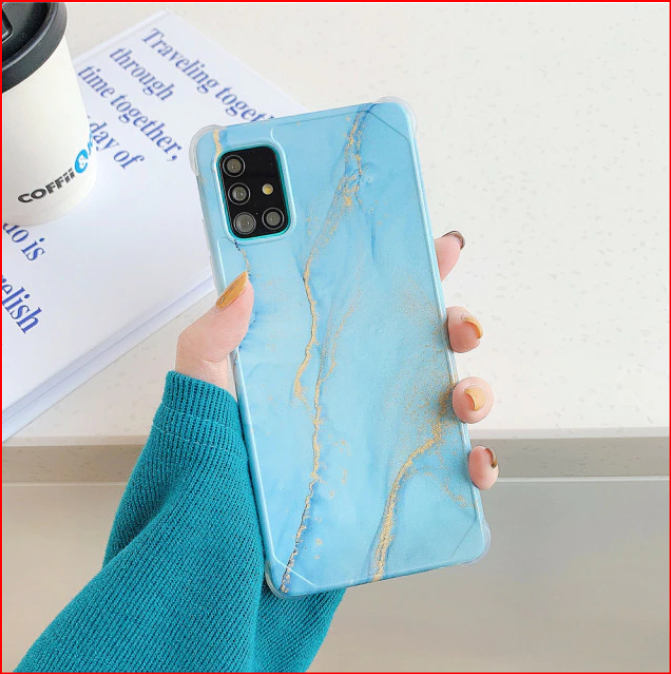 Marble Blue Silicone Case for Samsung Galaxy S22 Plus Ultra Note 20
